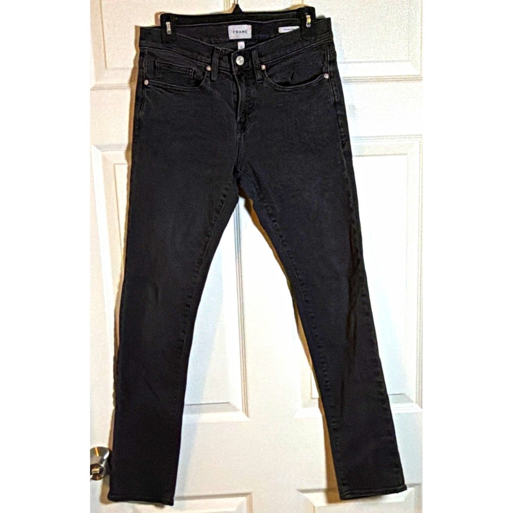 FRAME Men's Slim Skinny Jeans Charcoal Wash Gray Stretch Denim 5-Pocket 30
